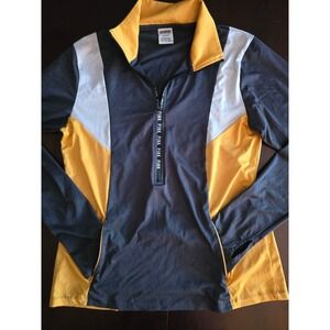 PINK Victoria's Secret Quarter Zip Pullover Yellow Grey Colorblock Large